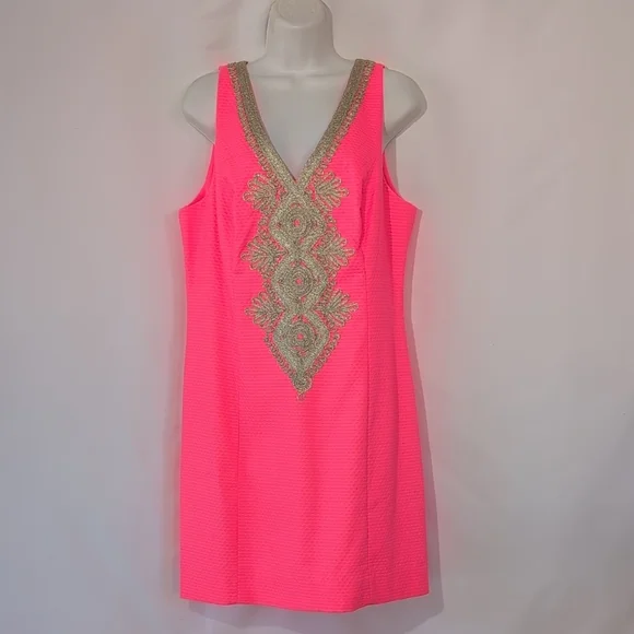 LILLY PULITZER Pink Dress with Gold Accents LILLY PULITZER Pink Dress with Gold Accents